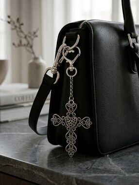 Filigree Cross Bag Charm/Keychain NWT